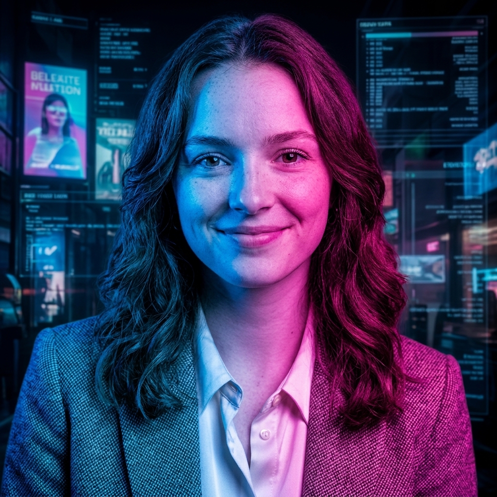 Neon dual-tone portrait, Nano Banana Pro