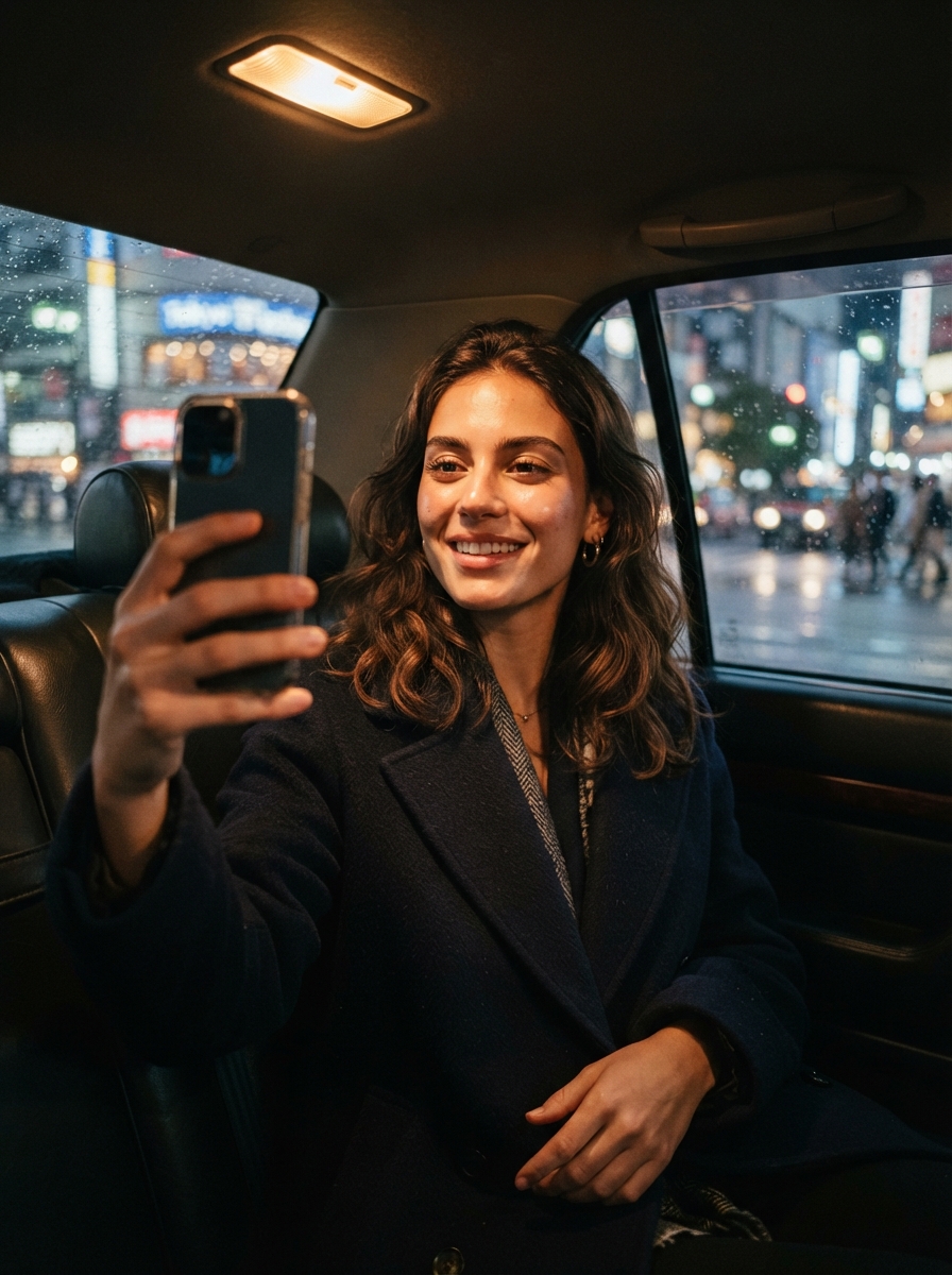 AI Selfies cinematic night AI photo shoot idea created with imageat