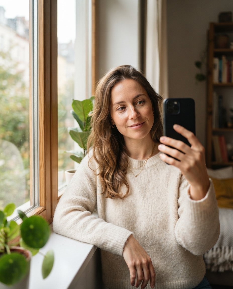 AI Selfies natural window light AI photo shoot idea created with imageat
