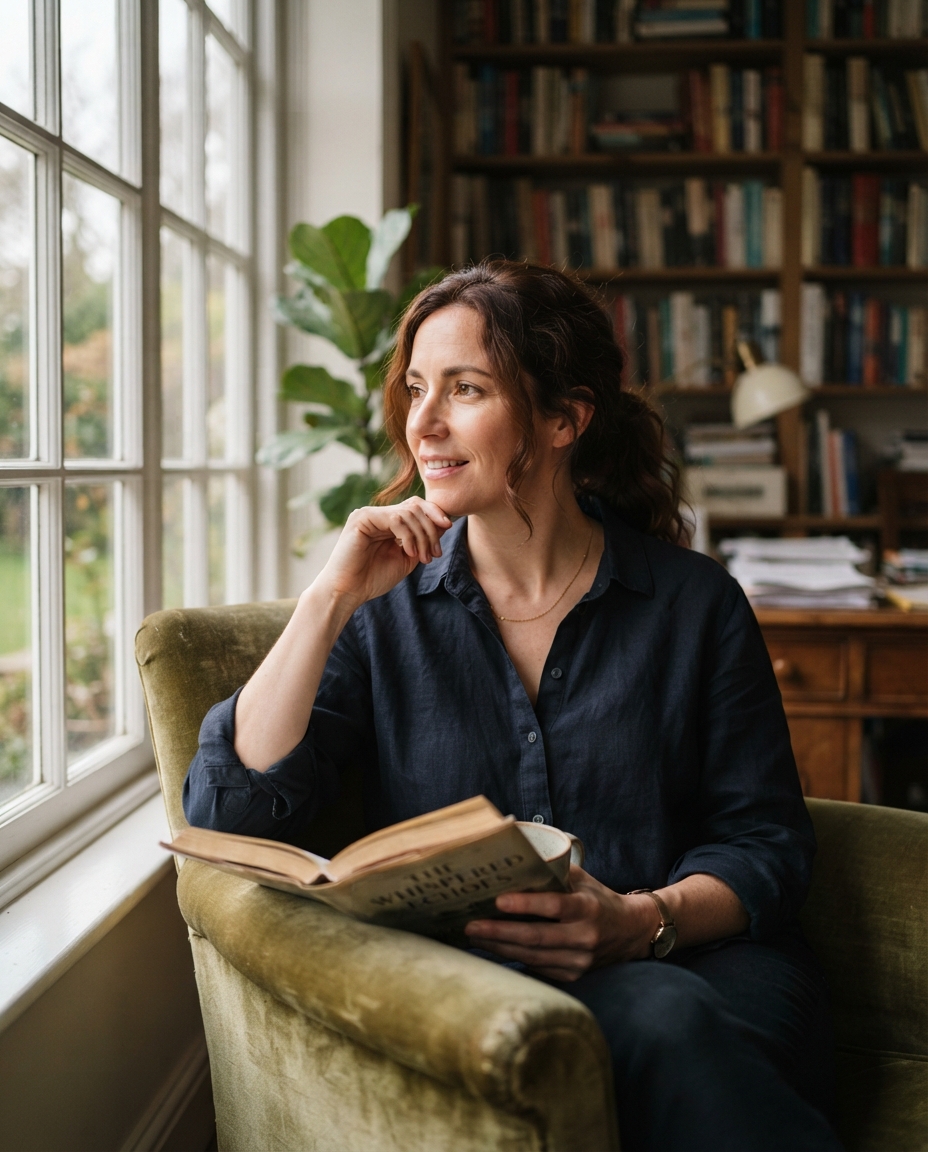 Author Headshots natural window light AI photo shoot idea created with imageat