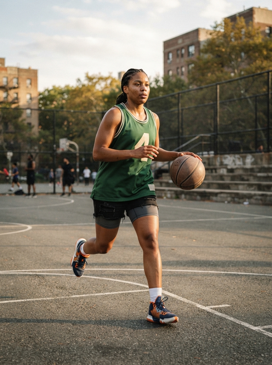 Basketball full-body story AI photo shoot idea created with imageat