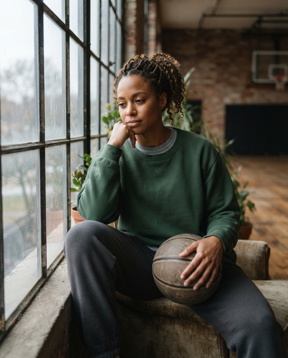 Basketball natural window light AI photo shoot idea created with imageat