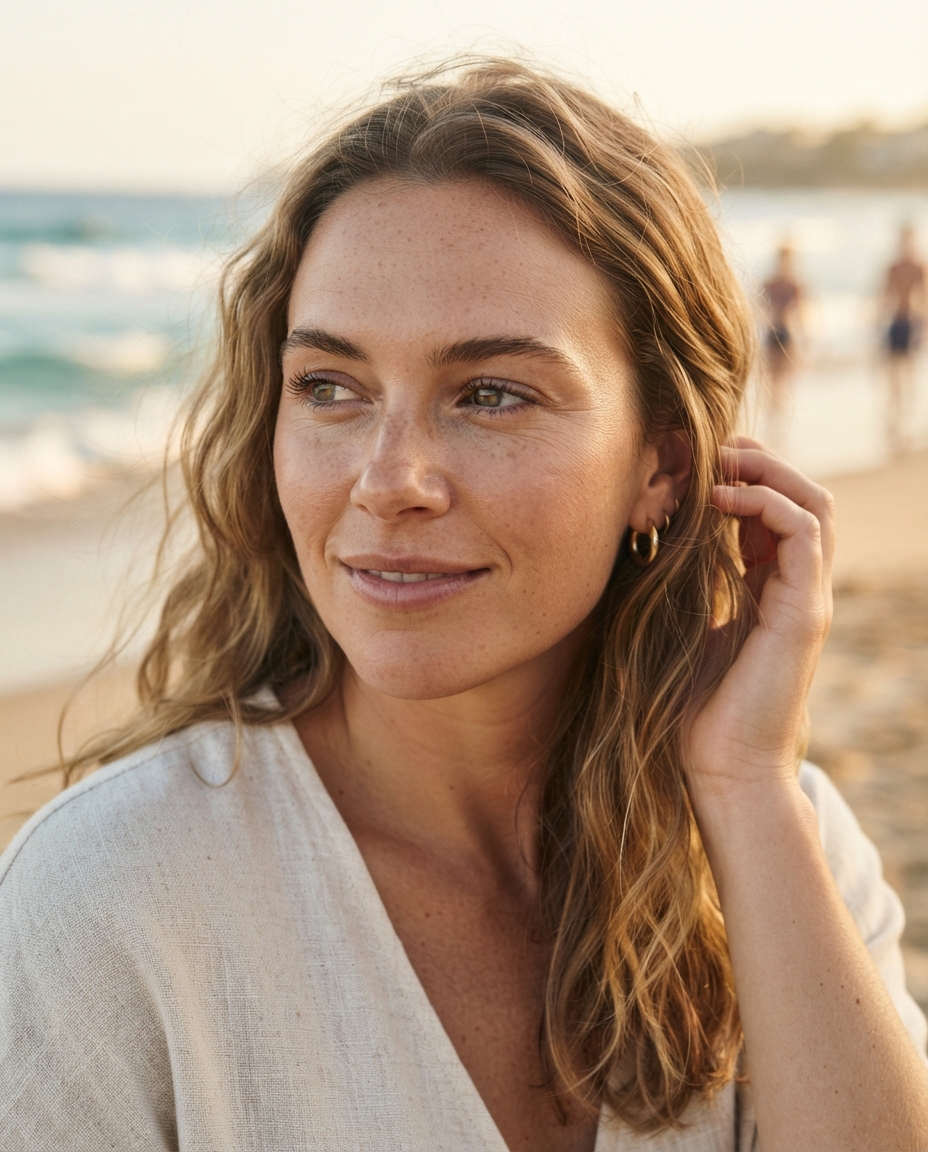 Beach Photos cinematic close-up AI photo shoot idea created with imageat