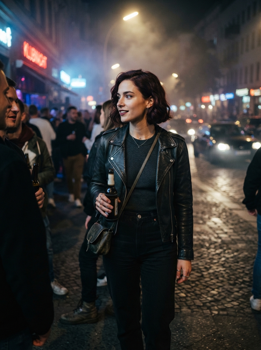 Berlin Nightlife cinematic night AI photo shoot idea created with imageat