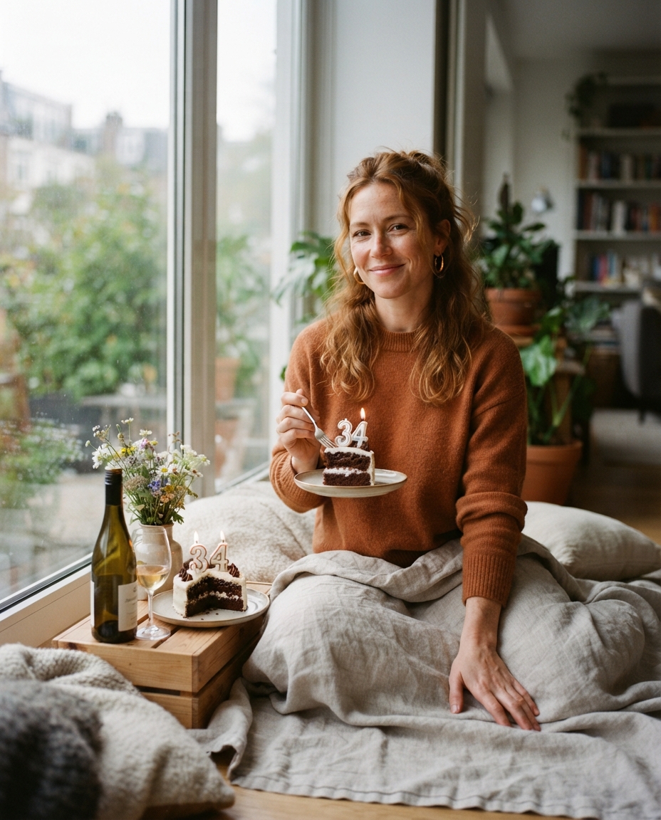 Birthday Picnic natural window light AI photo shoot idea created with imageat