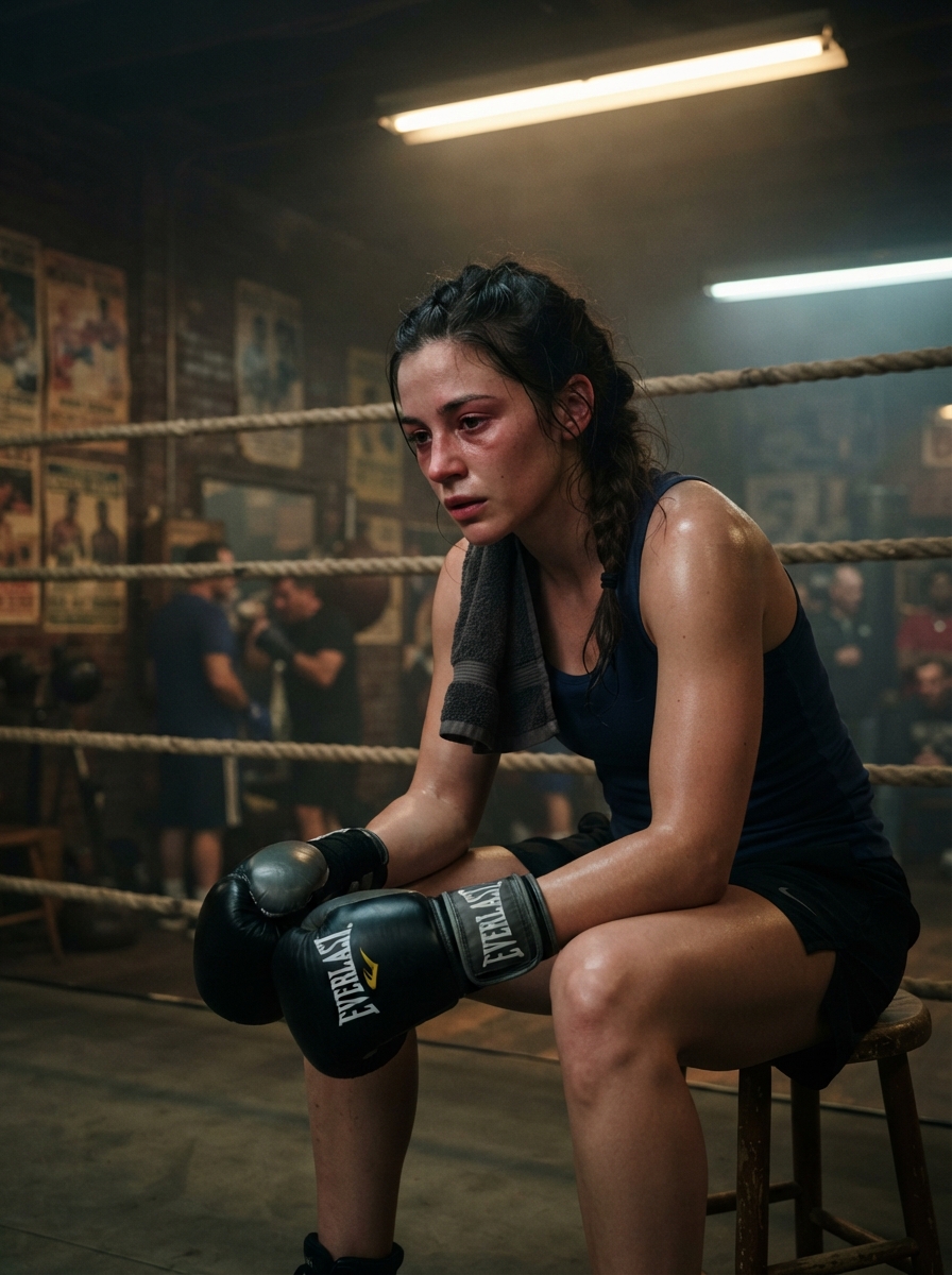 Boxing cinematic night AI photo shoot idea created with imageat
