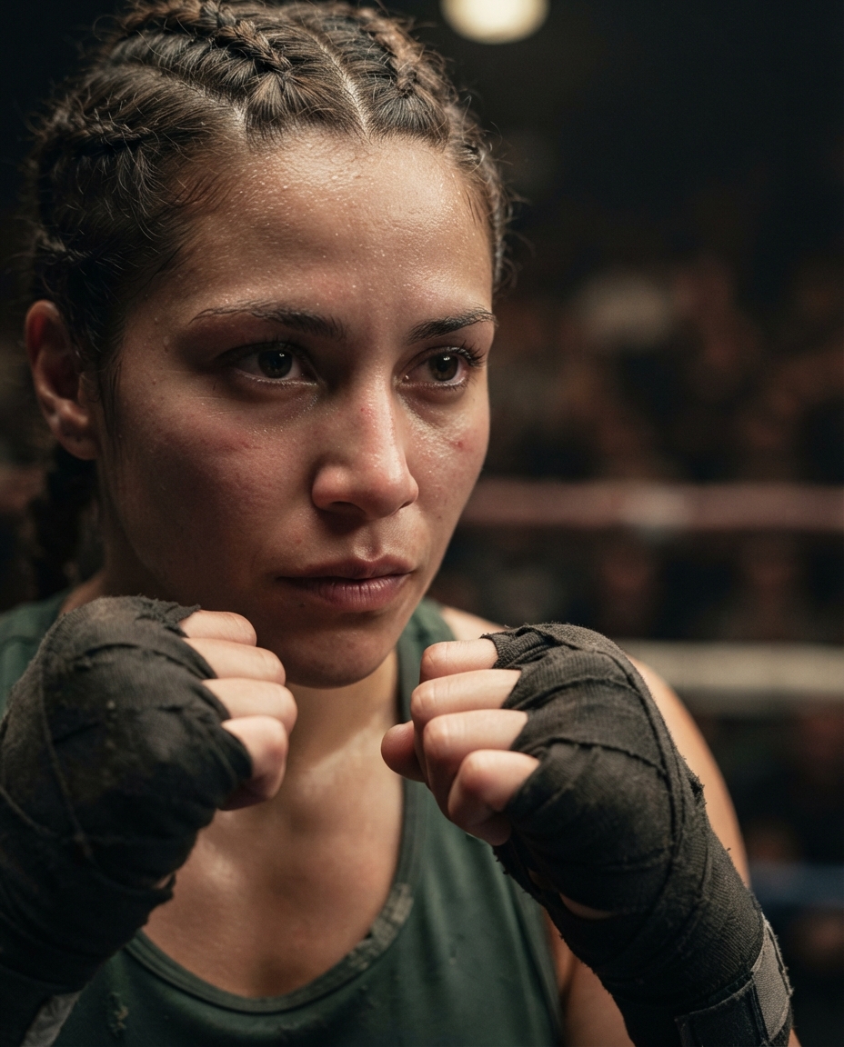 Boxing cinematic close-up AI photo shoot idea created with imageat