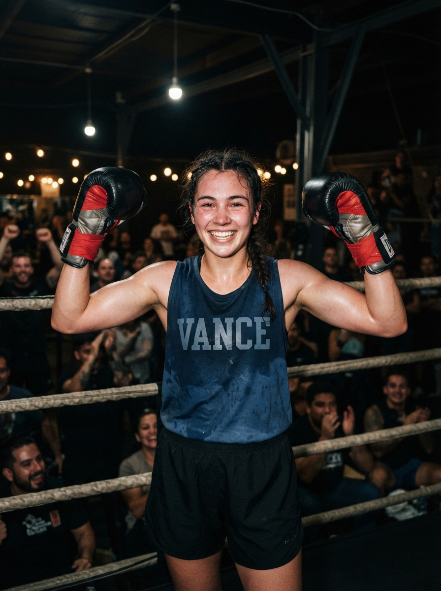 Boxing direct flash AI photo shoot idea created with imageat