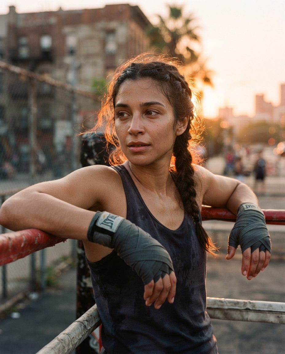 Boxing golden hour AI photo shoot idea created with imageat
