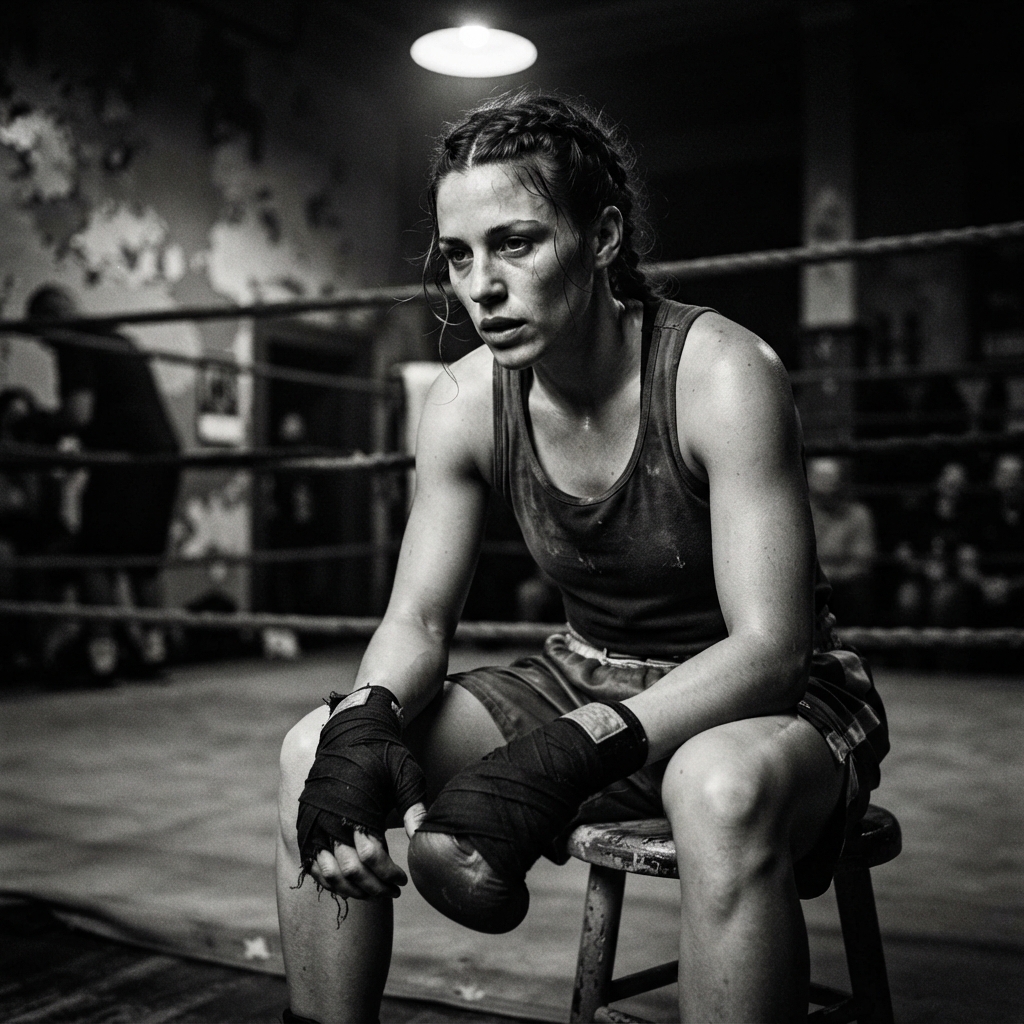 Boxing fine-art monochrome AI photo shoot idea created with imageat