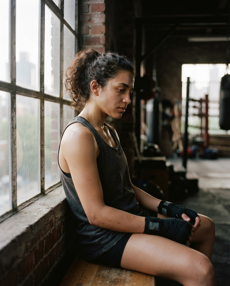 Boxing natural window light AI photo shoot idea created with imageat