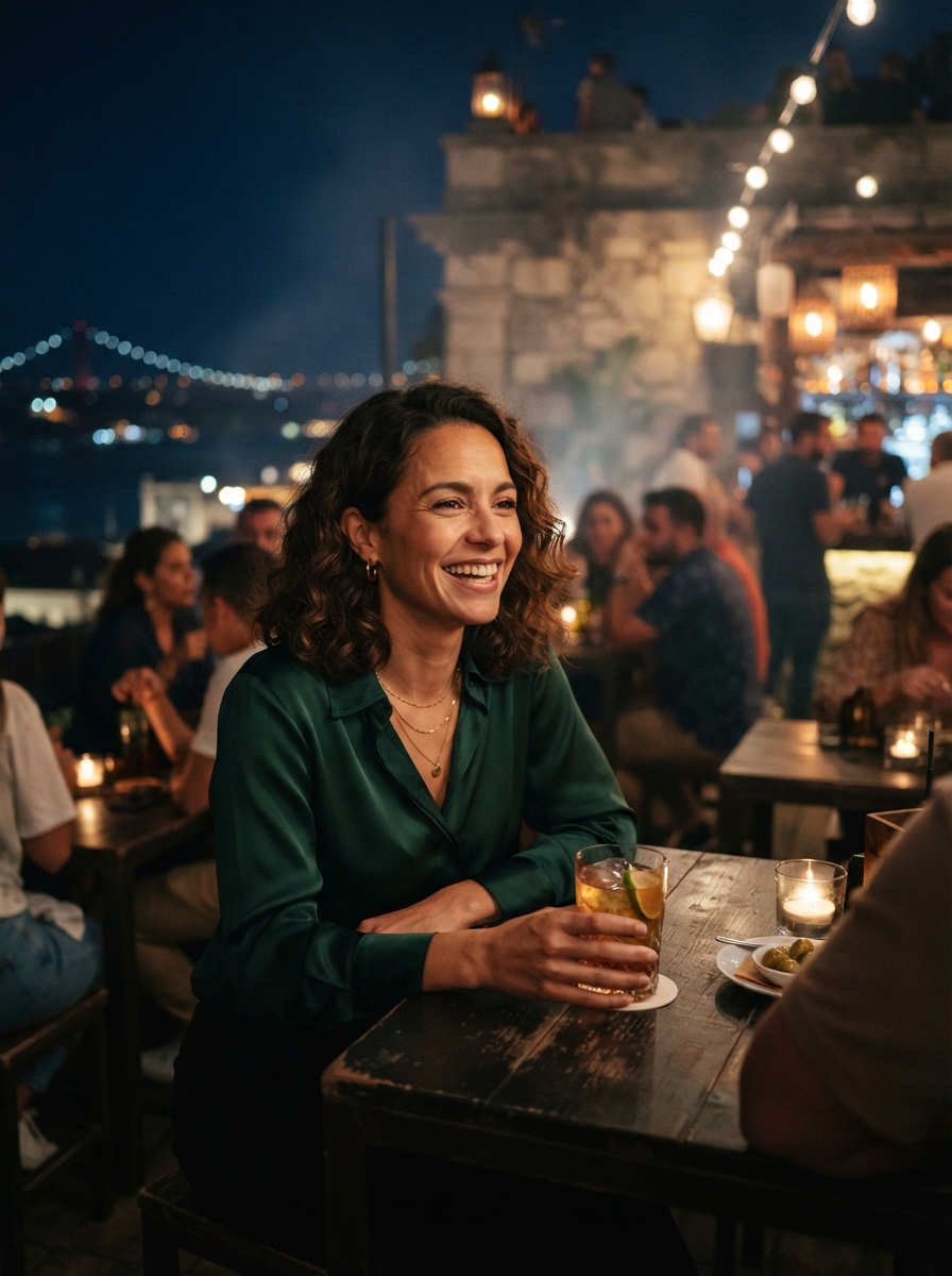 Bumble Photos cinematic night AI photo shoot idea created with imageat