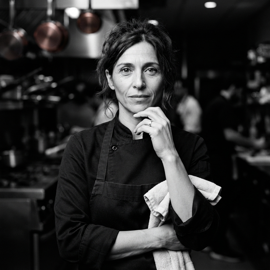 Chef Headshots fine-art monochrome AI photo shoot idea created with imageat