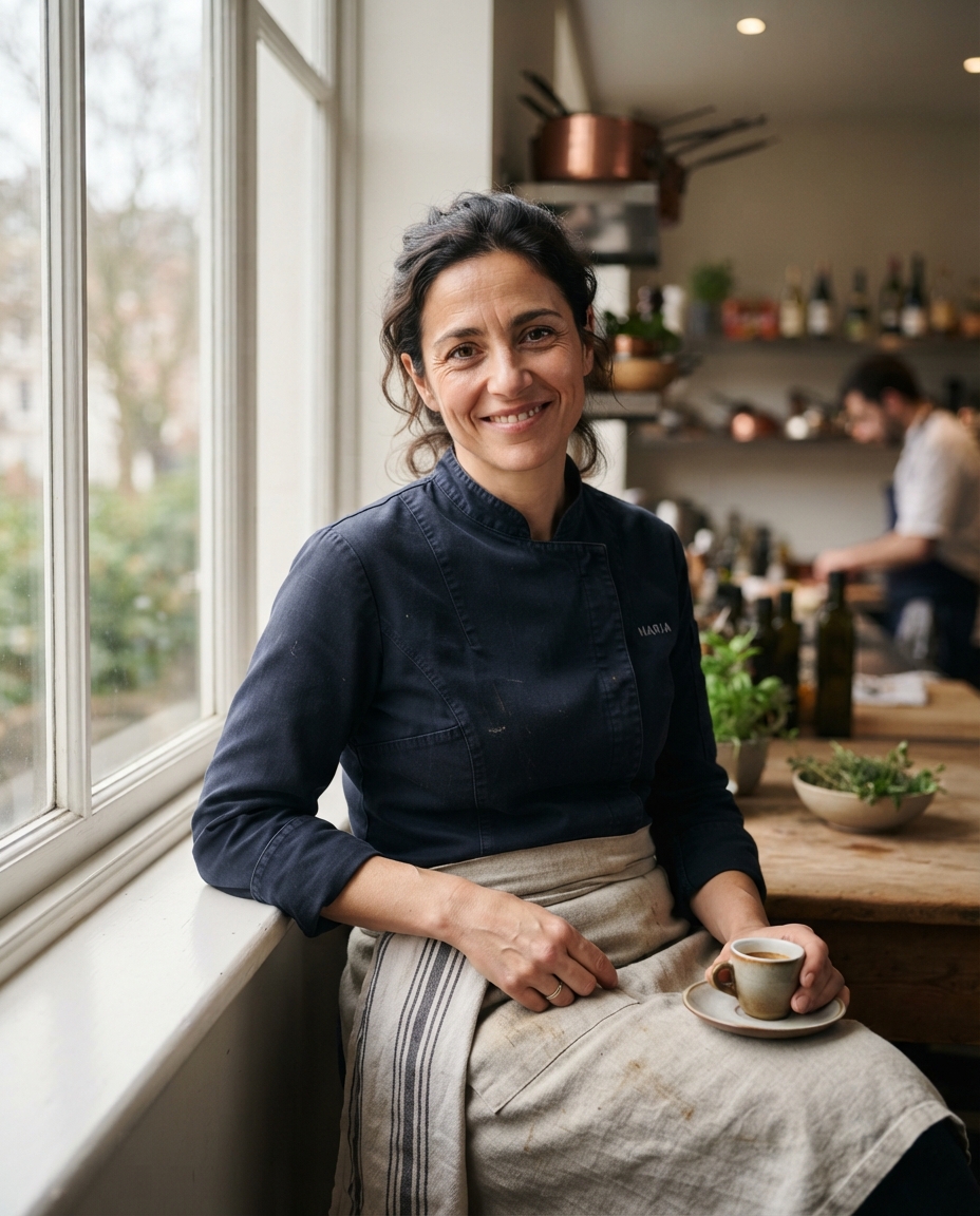 Chef Headshots natural window light AI photo shoot idea created with imageat