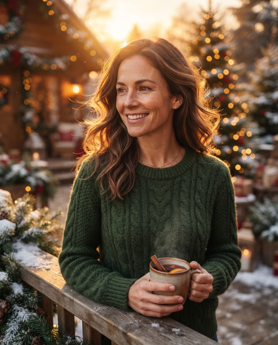 Christmas golden hour AI photo shoot idea created with imageat
