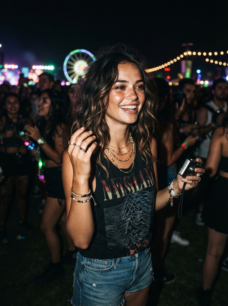 Coachella direct flash AI photo shoot idea created with imageat