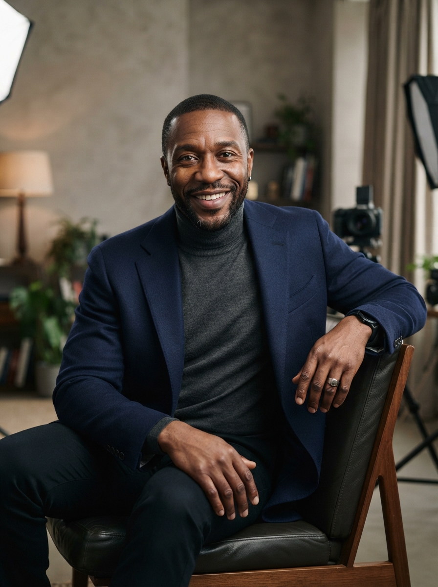 Comedian Headshots studio editorial AI photo shoot idea created with imageat