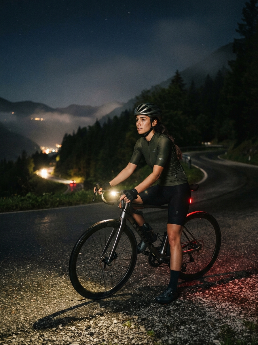 Cycling cinematic night AI photo shoot idea created with imageat