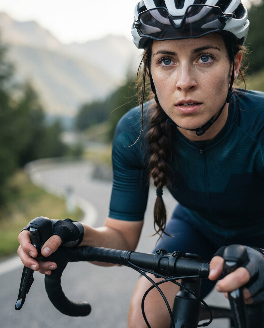 Cycling cinematic close-up AI photo shoot idea created with imageat