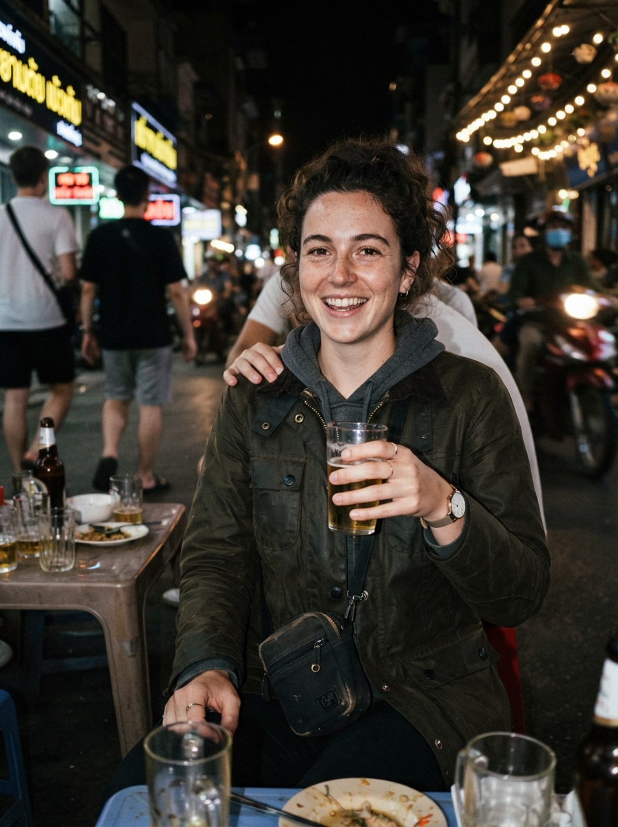 Digital Nomad direct flash AI photo shoot idea created with imageat