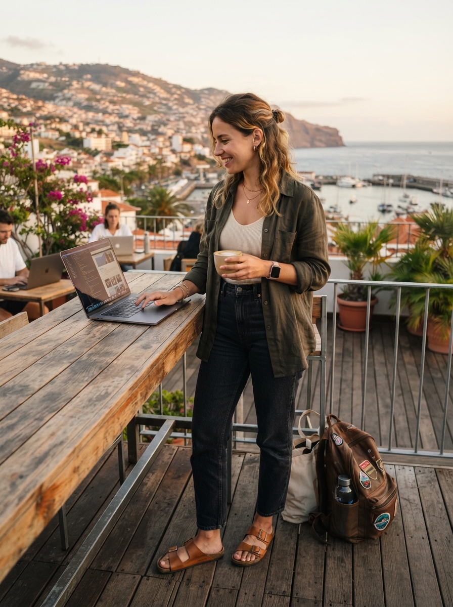 Digital Nomad full-body story AI photo shoot idea created with imageat