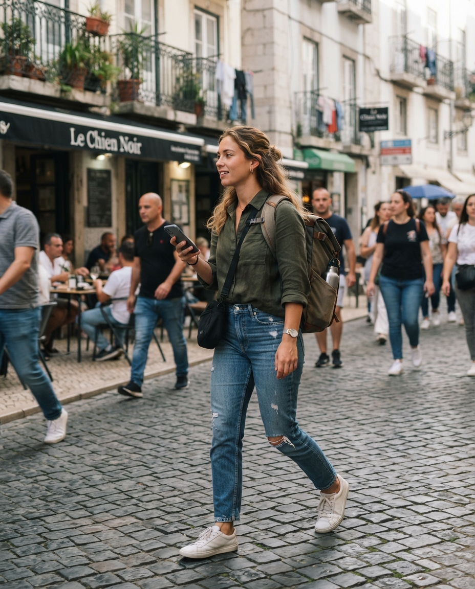 Digital Nomad street candid AI photo shoot idea created with imageat