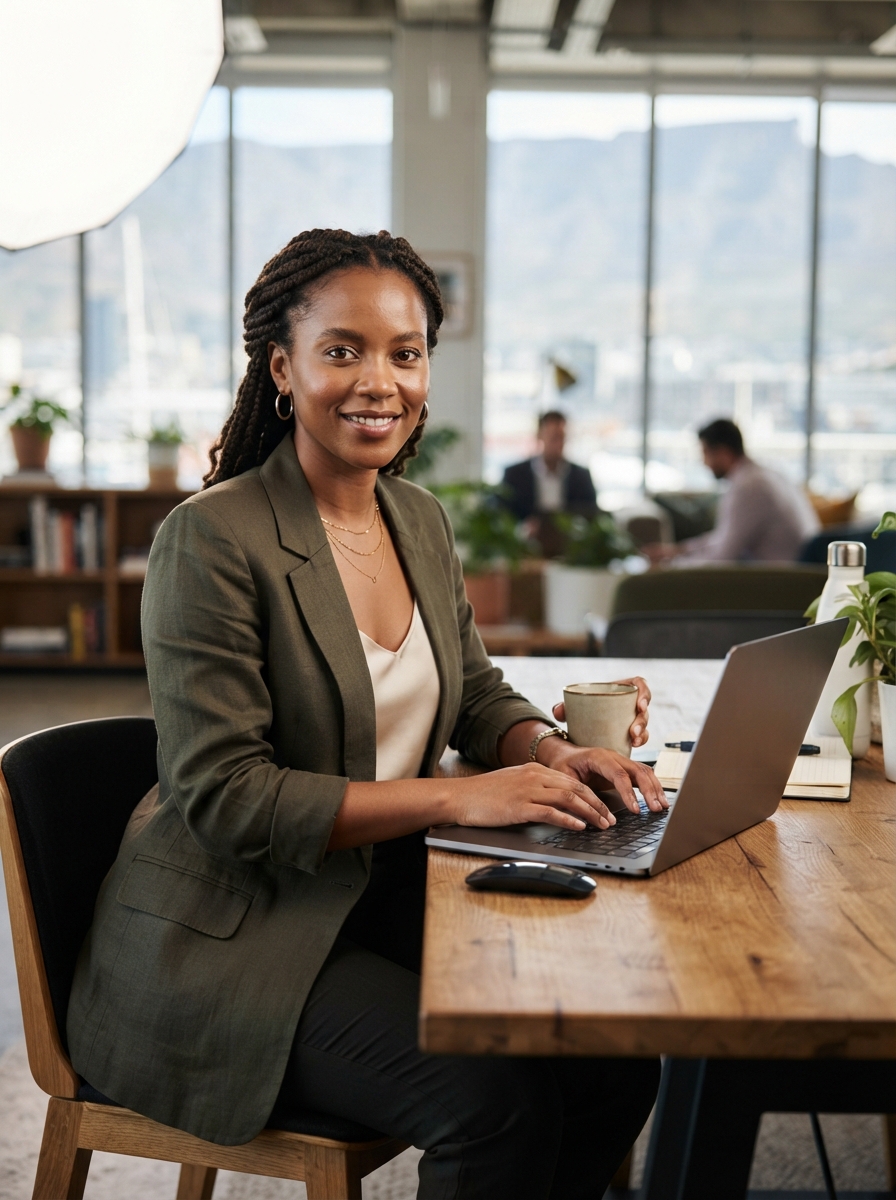 Digital Nomad studio editorial AI photo shoot idea created with imageat