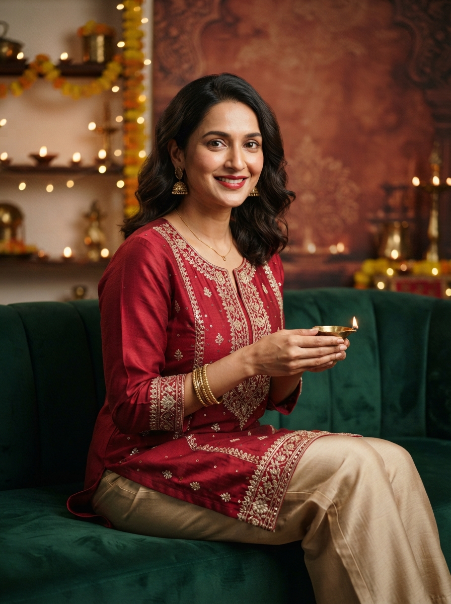 Diwali studio editorial AI photo shoot idea created with imageat