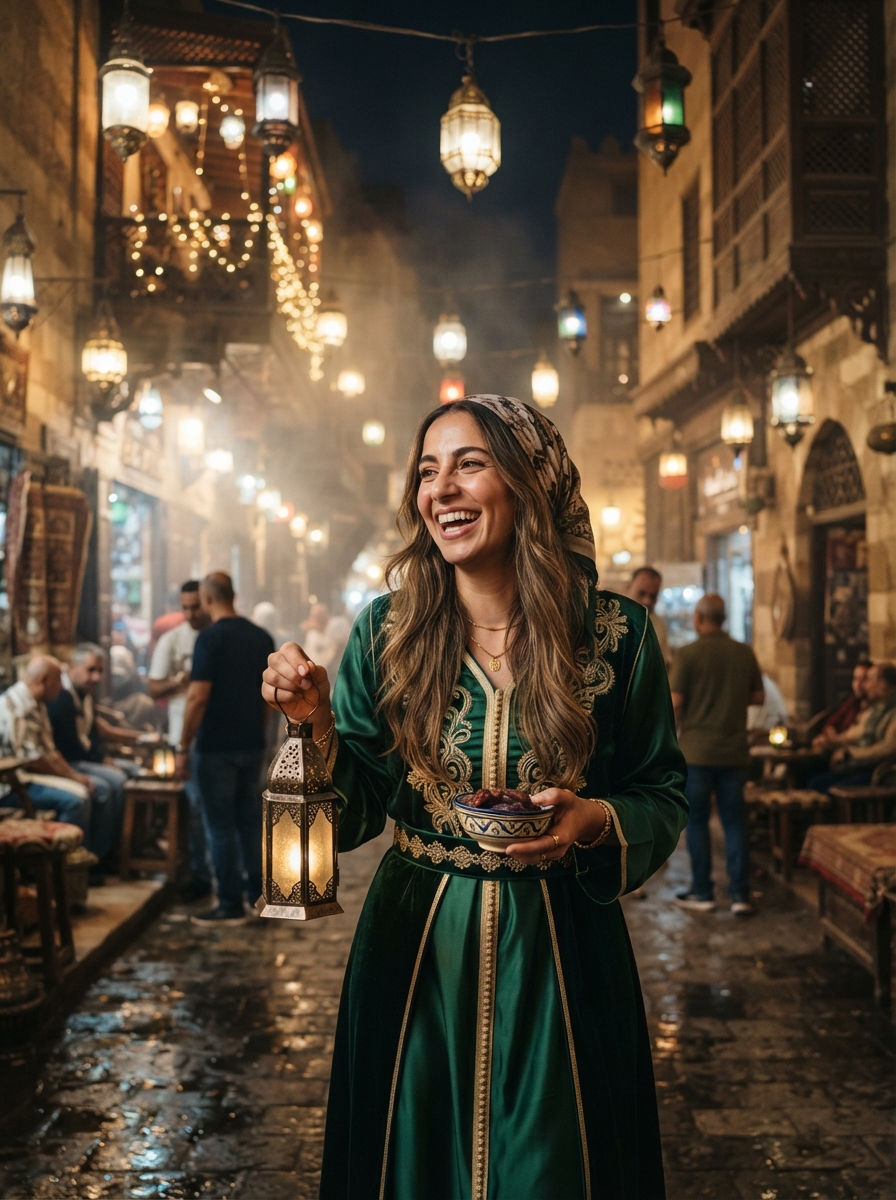 Eid Mubarak cinematic night AI photo shoot idea created with imageat
