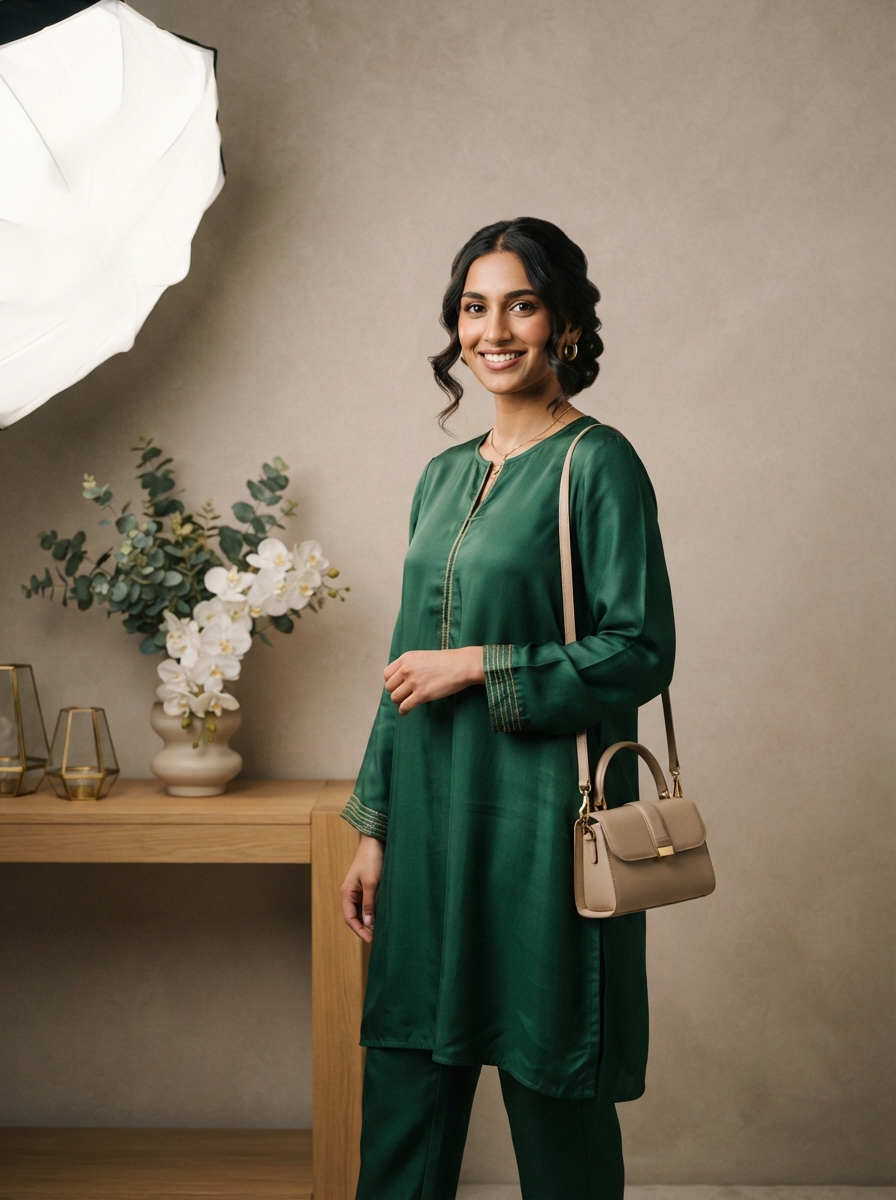 Eid Mubarak studio editorial AI photo shoot idea created with imageat
