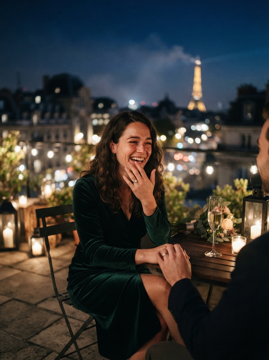 Engagement cinematic night AI photo shoot idea created with imageat