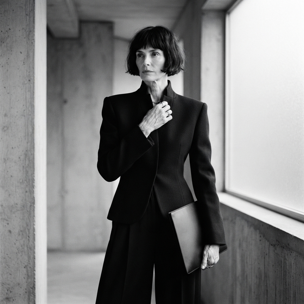 Fashion Editorial fine-art monochrome AI photo shoot idea created with imageat