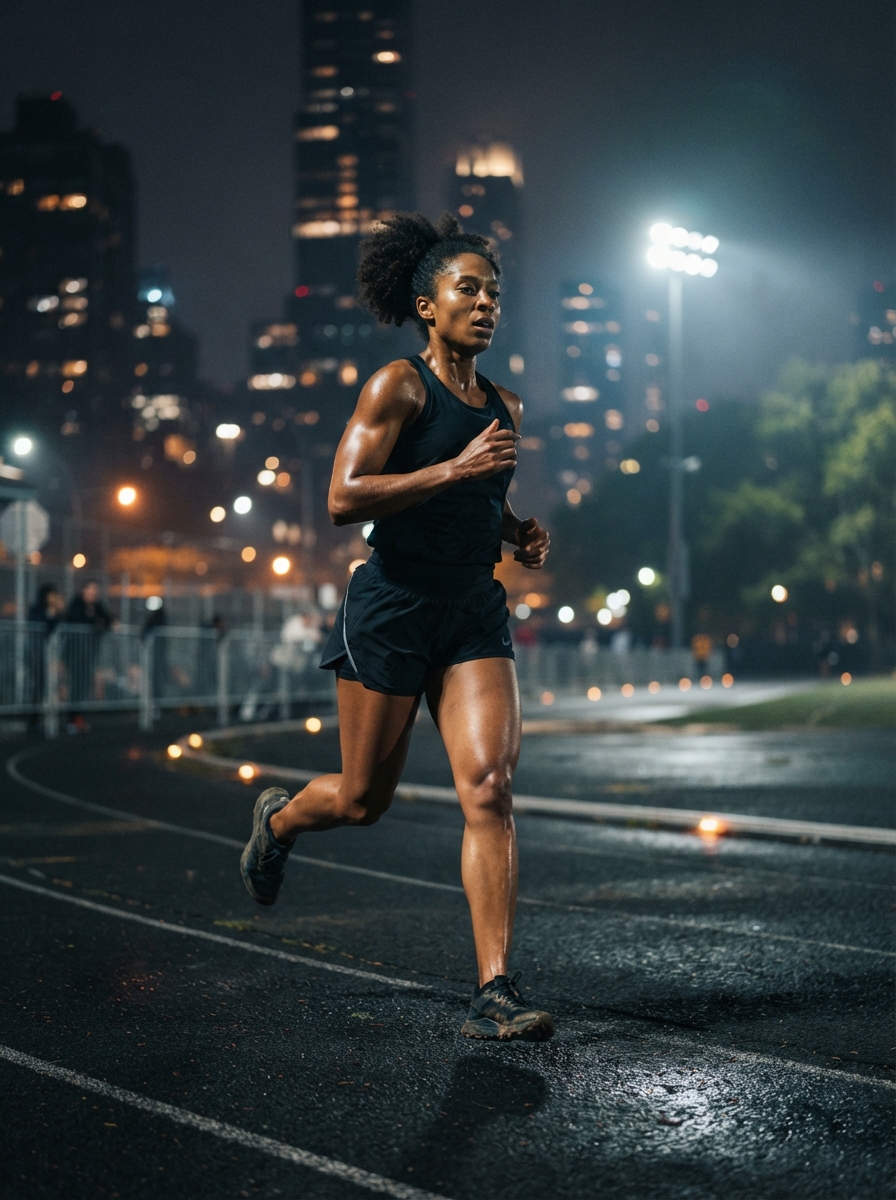 Fitness Influencer cinematic night AI photo shoot idea created with imageat