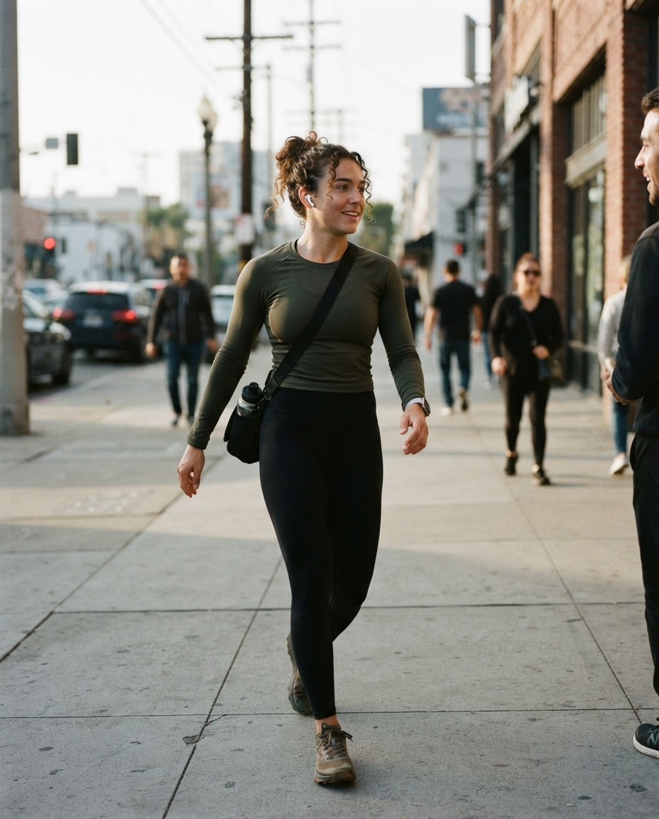 Fitness Influencer street candid AI photo shoot idea created with imageat