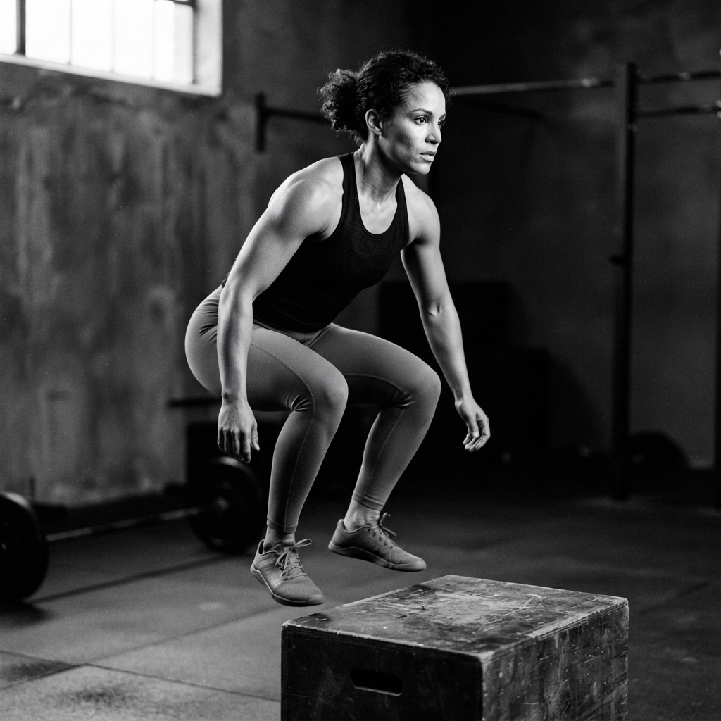 Fitness fine-art monochrome AI photo shoot idea created with imageat