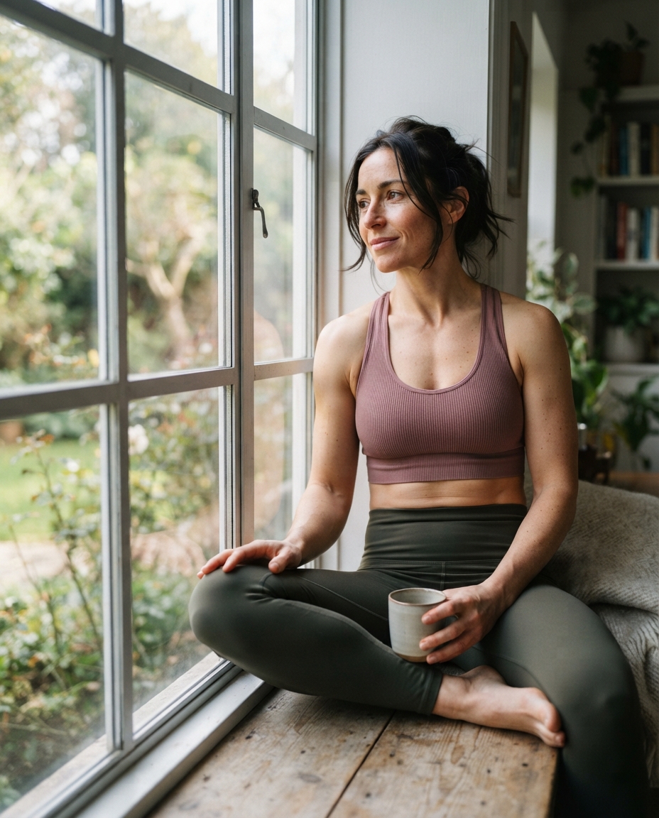 Fitness natural window light AI photo shoot idea created with imageat