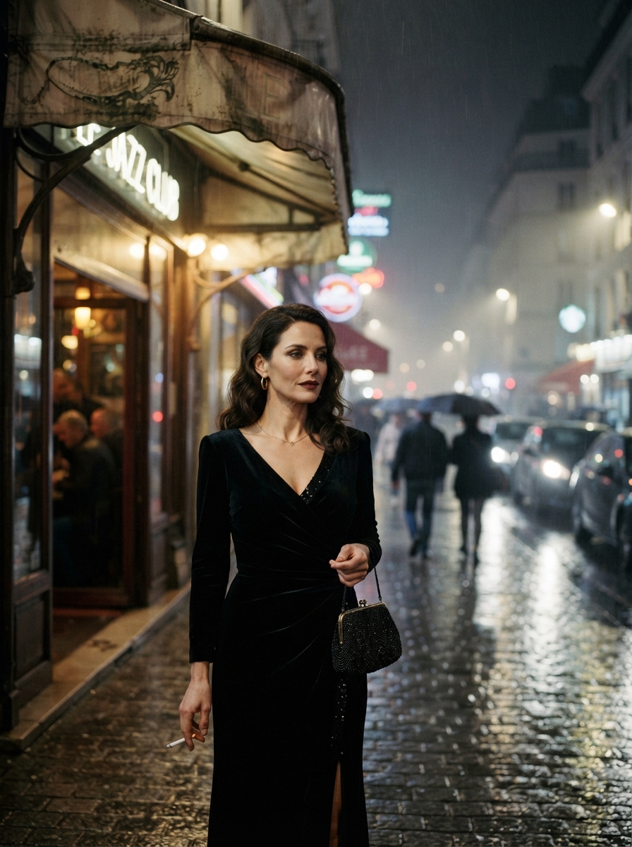 Glamour cinematic night AI photo shoot idea created with imageat