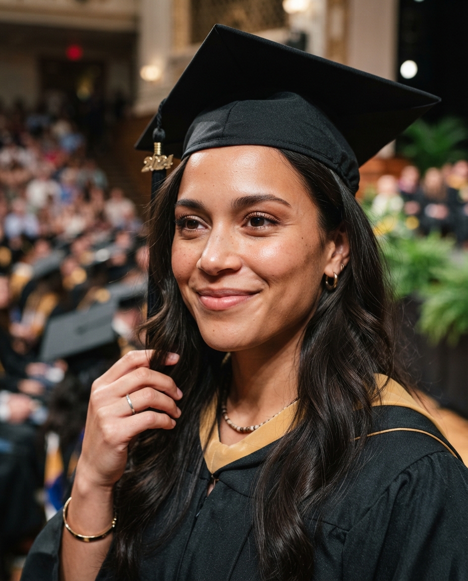Graduation cinematic close-up AI photo shoot idea created with imageat