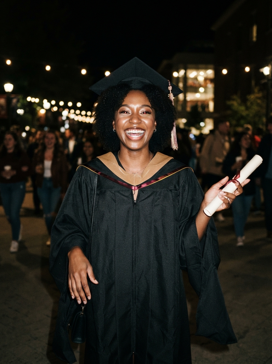 Graduation direct flash AI photo shoot idea created with imageat