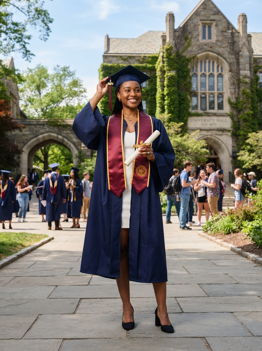 Graduation full-body story AI photo shoot idea created with imageat