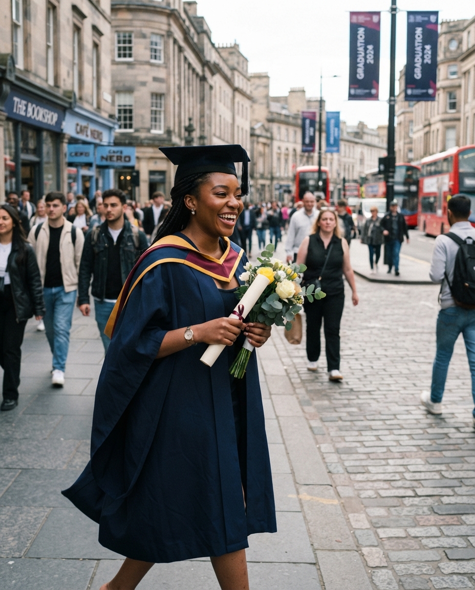 Graduation street candid AI photo shoot idea created with imageat