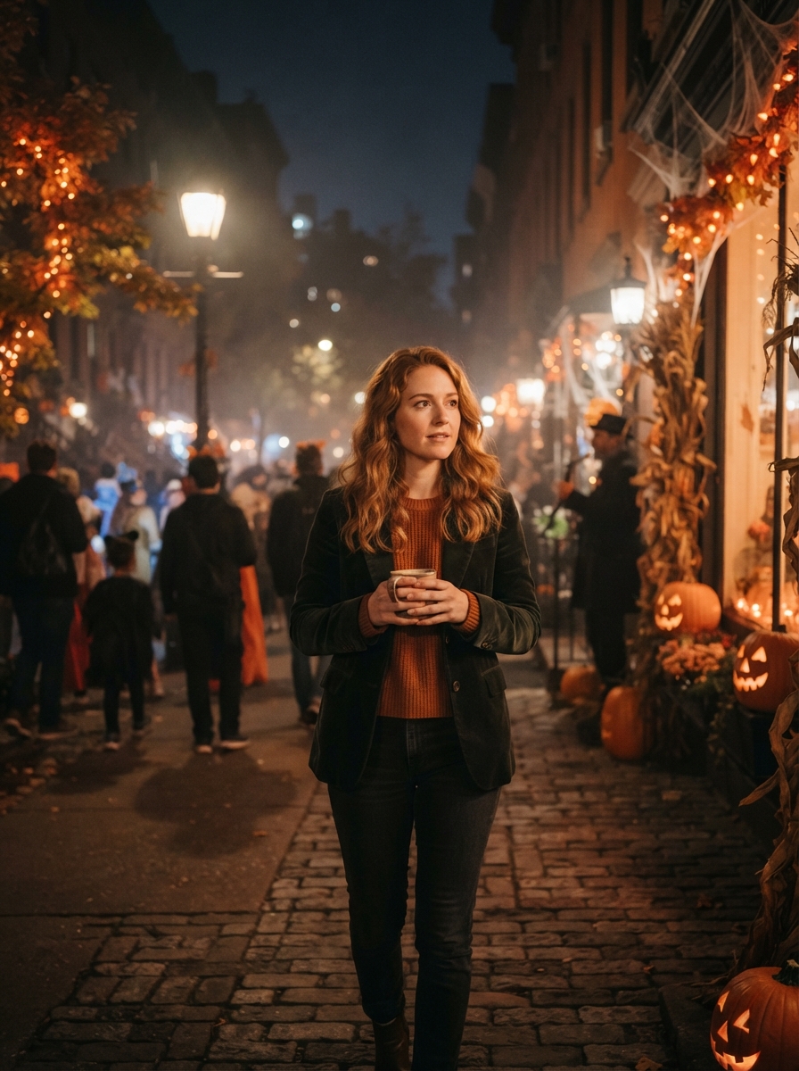 Halloween cinematic night AI photo shoot idea created with imageat