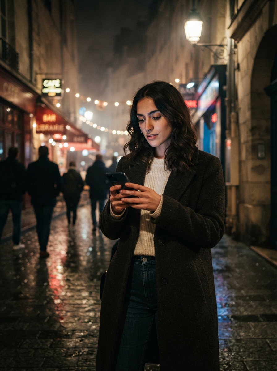 Instagram cinematic night AI photo shoot idea created with imageat