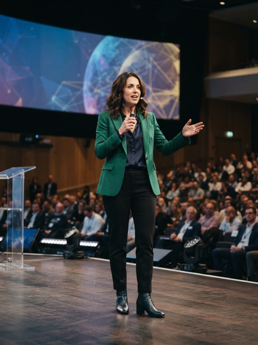 Keynote Speaker full-body story AI photo shoot idea created with imageat