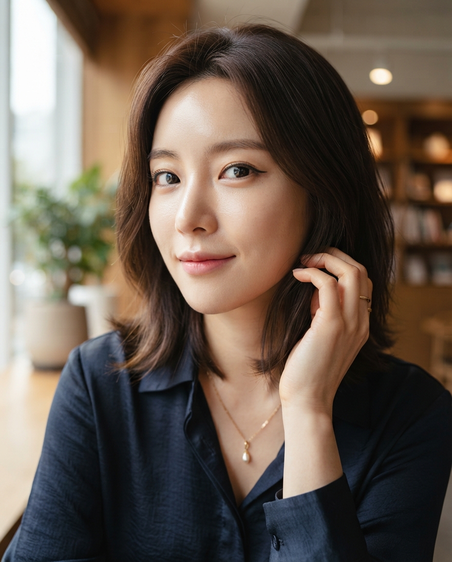 Korean Profile Photo cinematic close-up AI photo shoot idea created with imageat