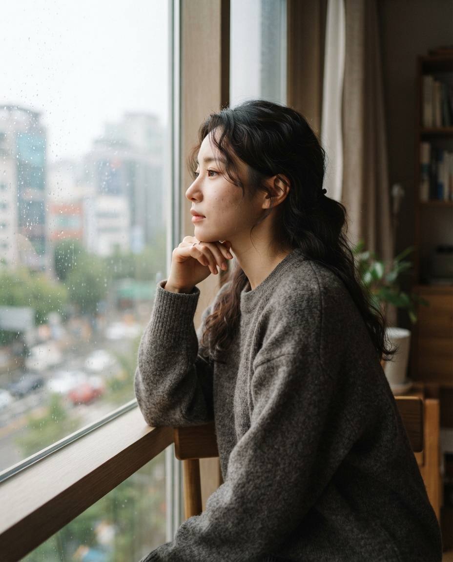 Korean Profile Photo natural window light AI photo shoot idea created with imageat