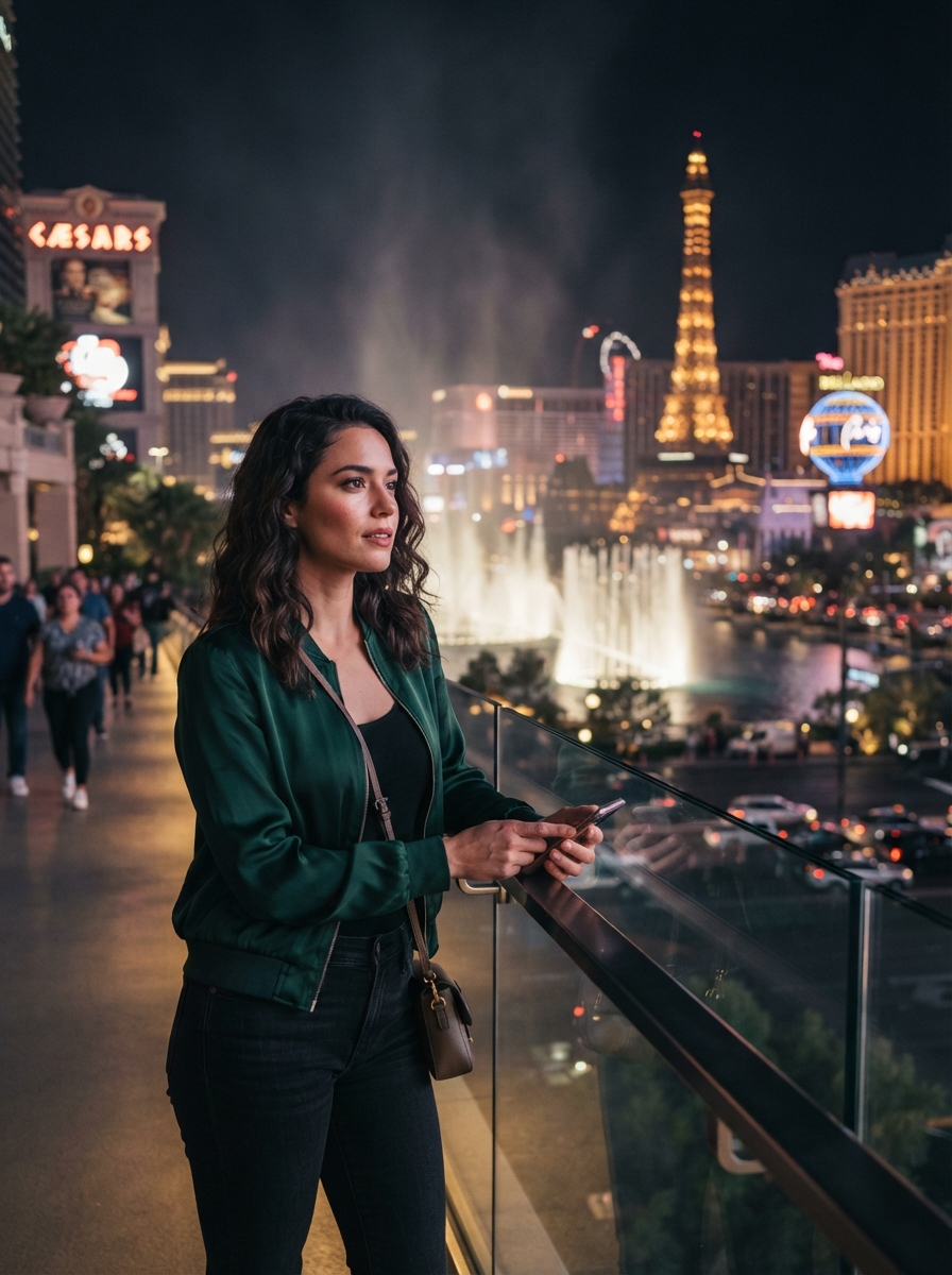 Las Vegas cinematic night AI photo shoot idea created with imageat