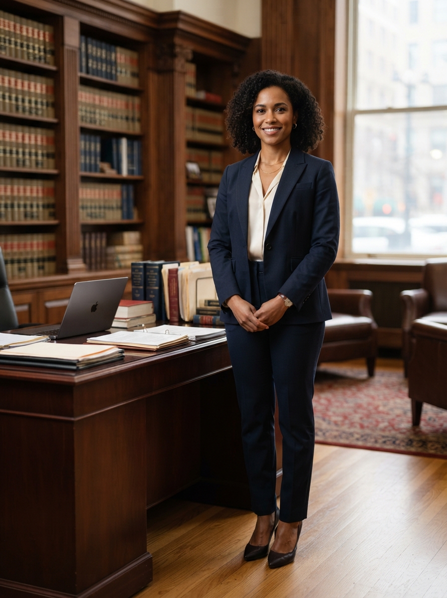 Lawyer Headshots full-body story AI photo shoot idea created with imageat