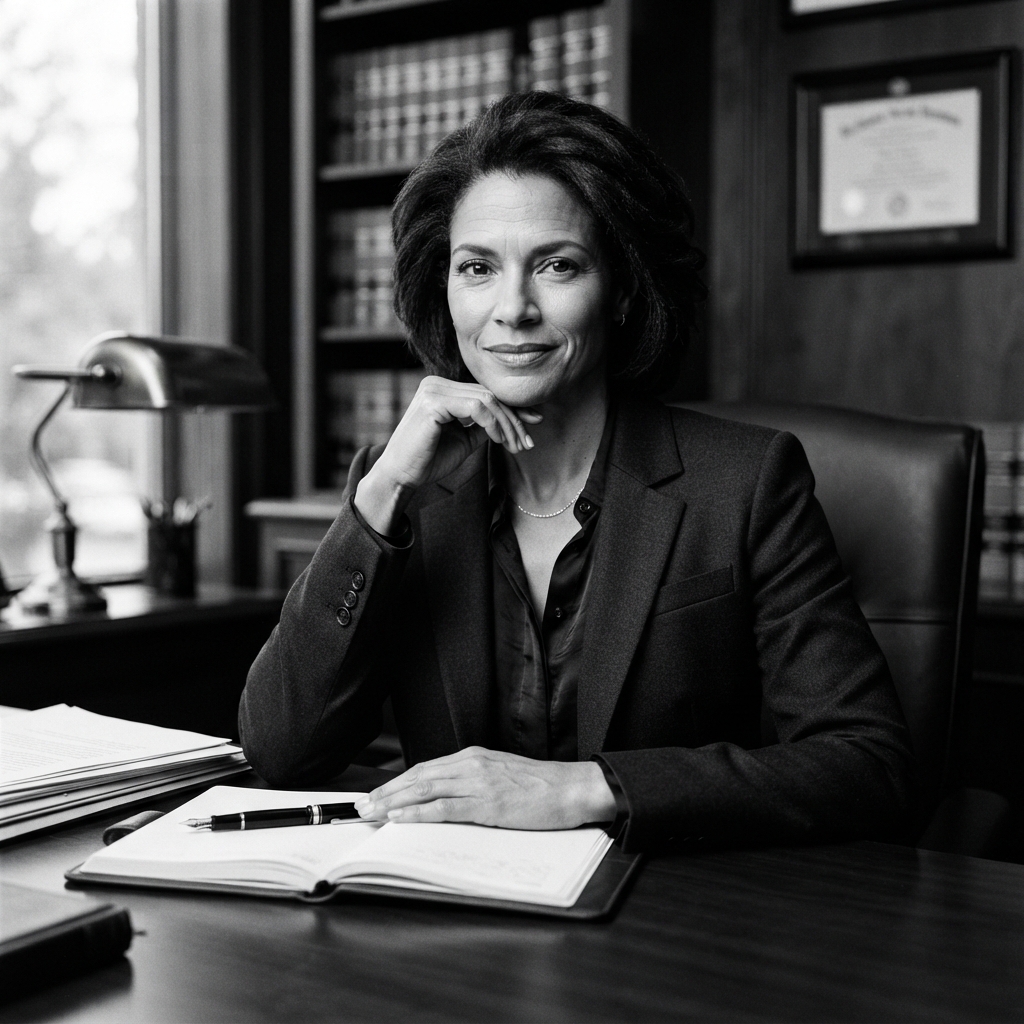 Lawyer Headshots fine-art monochrome AI photo shoot idea created with imageat