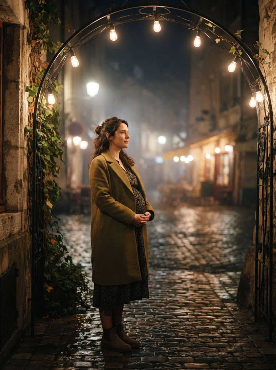 Maternity cinematic night AI photo shoot idea created with imageat